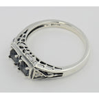 Back view of Semi Mount Filigree Ring w/ 2 Diamonds showing 925 sterling silver hallmark