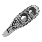 Filigree, Diamond, sterling silver semi mount rings, front view