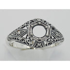 Detail view of Semi Mount 5mm Art Deco Diamond Filigree Ring highlighting Diamond