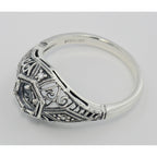 Back view of Semi Mount 5mm Art Deco Diamond Filigree Ring showing 925 sterling silver hallmark