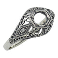 Art Deco style, Diamond, sterling silver semi mount rings, front view