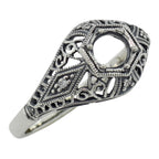 Art Deco style, Diamond, sterling silver semi mount rings, front view