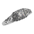Filigree, Diamond, CZ, sterling silver rings, front view