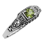 Victorian style, Diamond, Peridot, sterling silver rings, front view
