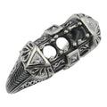 Art Deco style, CZ, sterling silver semi mount rings, front view