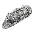 Art Deco style, CZ, sterling silver rings, front view