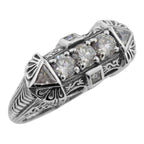 Art Deco style, CZ, sterling silver rings, front view