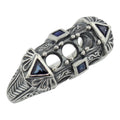Art Deco style, Sapphire, sterling silver semi mount rings, front view