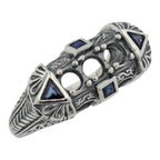 Art Deco style, Sapphire, sterling silver semi mount rings, front view