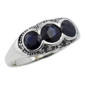 Art Deco style, Sapphire, Diamond, sterling silver rings, front view