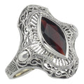 Art Deco style, Garnet, sterling silver rings, front view