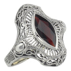 Art Deco style, Garnet, sterling silver rings, front view