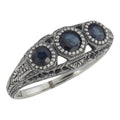 Art Deco style, Sapphire, Diamond, sterling silver rings, front view