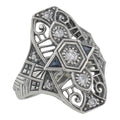 Art Deco style, Sapphire, CZ, sterling silver rings, front view