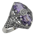 Art Deco style, Amethyst, Diamond, sterling silver rings, front view