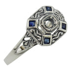 Art Deco style, Sapphire, sterling silver semi mount rings, front view