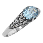 Filigree, Blue Topaz, sterling silver rings, front view