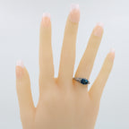 Detail view of Oval London Blue Topaz Gemstone Filigree Ring highlighting Blue Topaz, London Blue Topaz