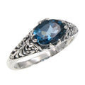 Filigree, Blue Topaz, London Blue Topaz, sterling silver rings, front view