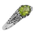 Antique style, Peridot, sterling silver rings, front view