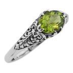 Antique style, Peridot, sterling silver rings, front view