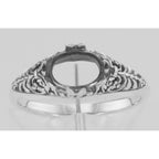 Detail view of Antique Style Oval 6mm x 8mm Semi Mount Filigree Ring highlighting design details