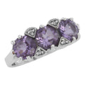 Art Deco style, Amethyst, Diamond, sterling silver rings, front view
