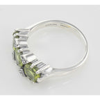 Back view of Lovely Art Deco Style 3 Stone Peridot Diamond Ring showing 925 sterling silver hallmark