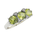 Art Deco style, Diamond, Peridot, sterling silver rings, front view