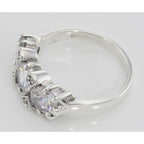 Back view of Lovely Art Deco Style 3 Stone White Topaz and Diamond Ring Sterling Silver showing 925 sterling silver hallmark