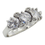 Art Deco style, White Topaz, Diamond, sterling silver rings, front view