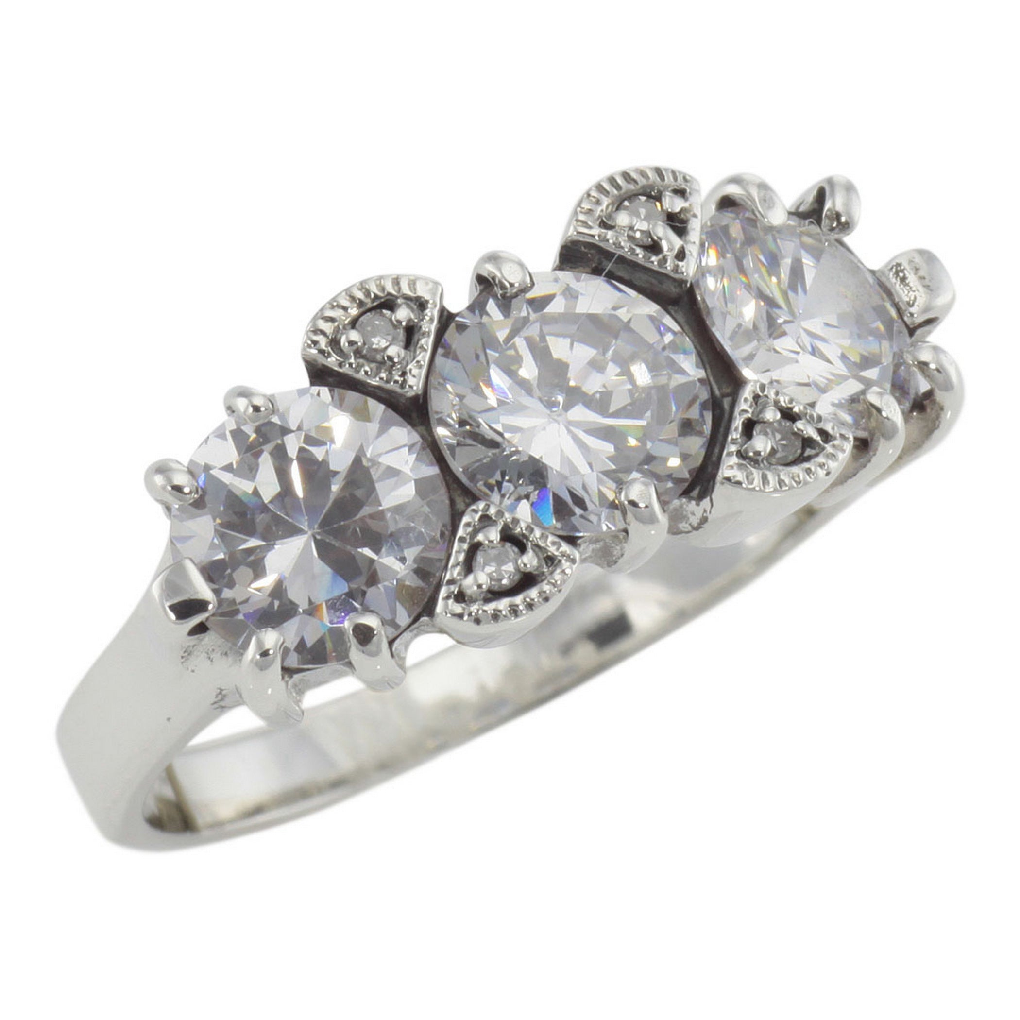 Art Deco style, White Topaz, Diamond, sterling silver rings, front view