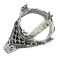 Art Deco style, sterling silver semi mount rings, front view
