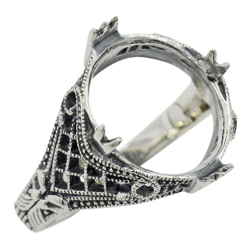 Art Deco style, sterling silver semi mount rings, front view