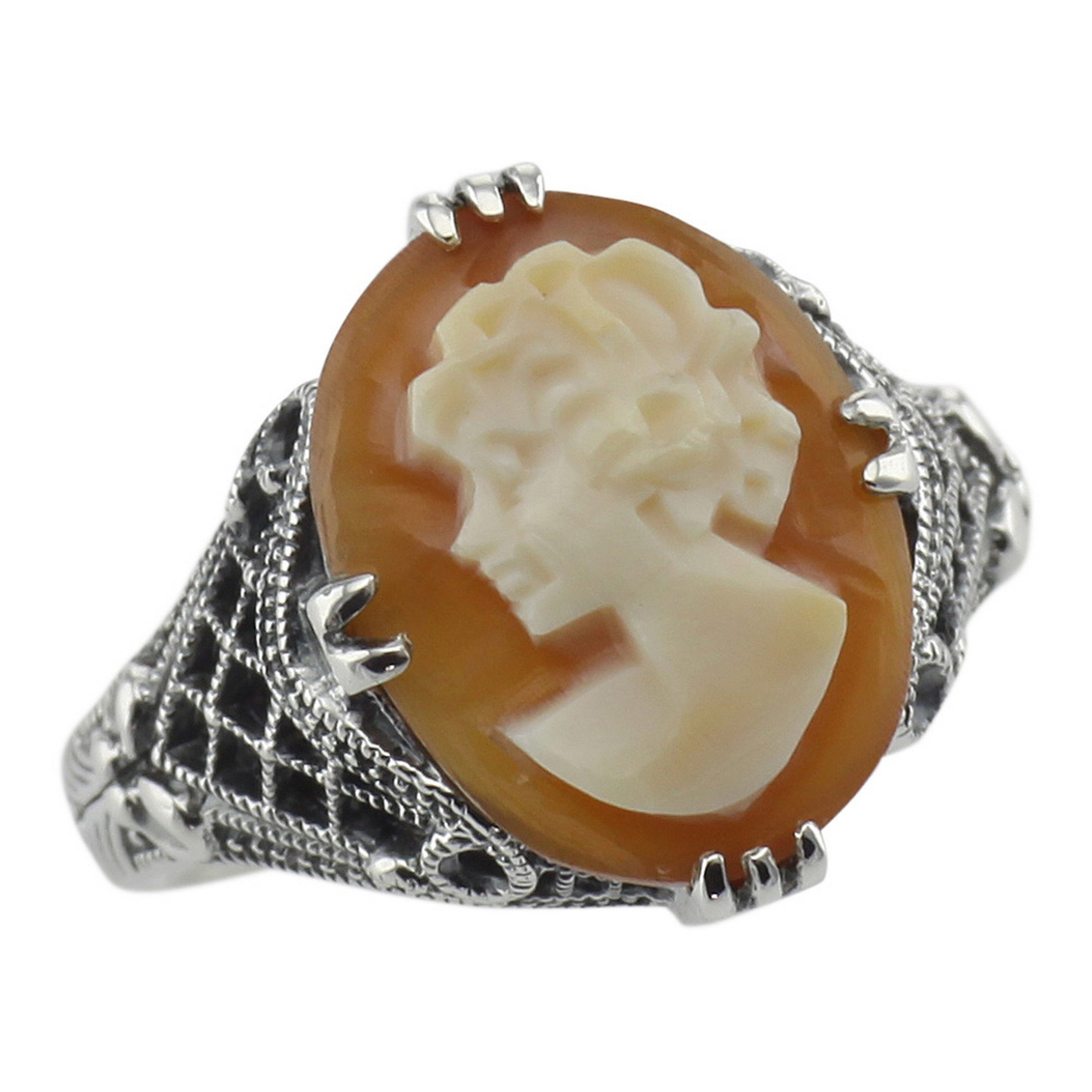 Filigree, sterling silver rings, front view