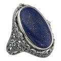 Antique style, Black Onyx, Lapis, sterling silver rings, front view