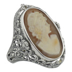 Filigree, Onyx, sterling silver rings, front view