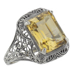 Art Deco style, Citrine, sterling silver rings, front view