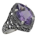 Victorian style, Amethyst, sterling silver rings, front view