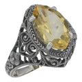 Victorian style, Citrine, sterling silver rings, front view