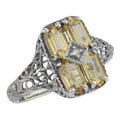 Filigree, Citrine, Diamond, sterling silver rings, front view