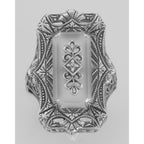 Detail view of Victorian Style Camphor Glass Filigree Diamond Ring highlighting Diamond, Camphor Glass