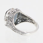 Detail view of Unique Black Onyx / Mother of Pearl Filigree Flip Ring highlighting Black Onyx, Onyx