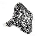 Art Deco style, White Topaz, sterling silver rings, front view