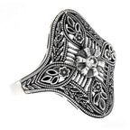 Art Deco style, White Topaz, sterling silver rings, front view