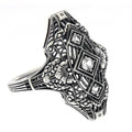 Art Deco style, White Topaz, sterling silver rings, front view