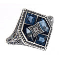 Art Deco style, White Topaz, sterling silver rings, front view