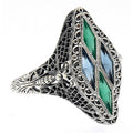 Art Deco style, Blue Topaz, London Blue Topaz, sterling silver rings, front view