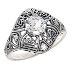 Art Deco style, White Topaz, sterling silver rings, front view