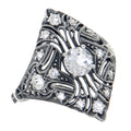 Art Deco style, White Topaz, sterling silver rings, front view